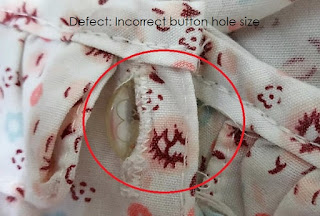 incorrect button hole size